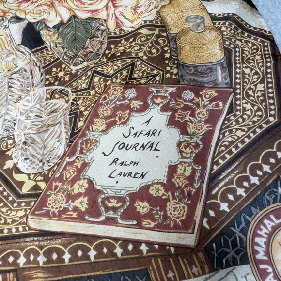 Vintage Ralph Lauren Scarf‎ 33x33 Safari Journal African Animal British India - Picture 7 of 15